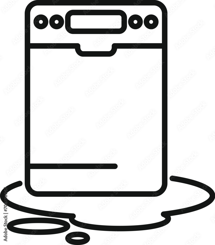 Full water dishwasher icon outline vector. Worker fixing. Room machine Full water dishwasher icon outline vector. Worker fixing. Room machine