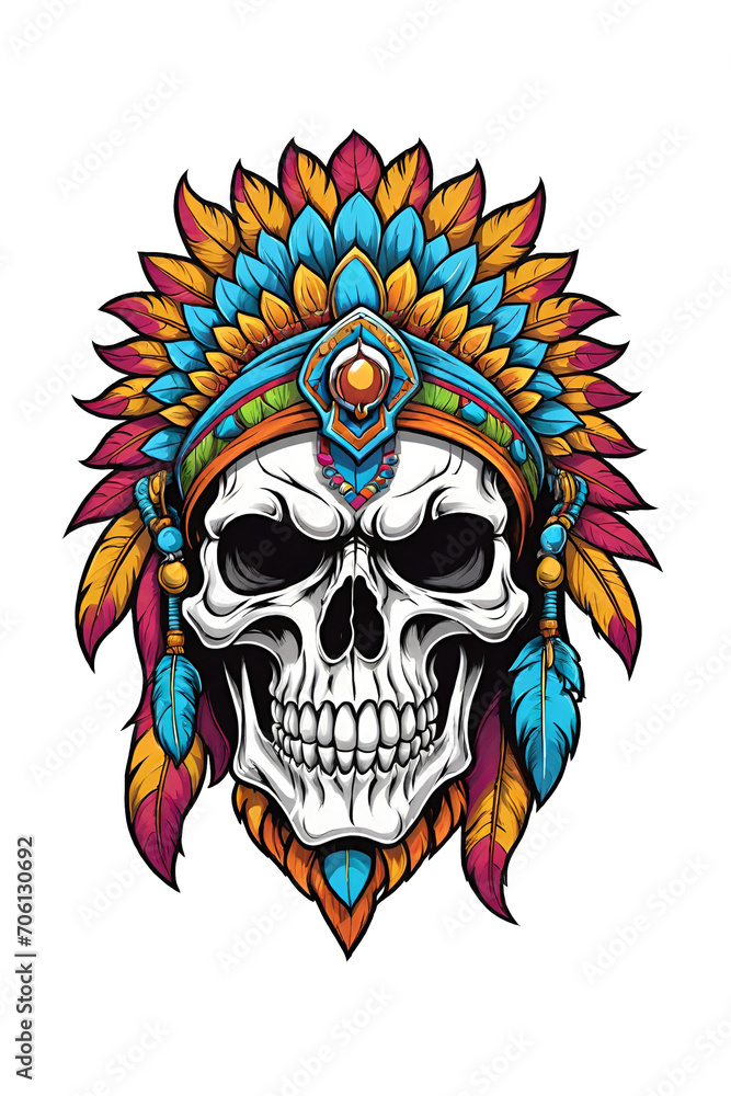 Skull with headdress Illustration for design Skull with headdress Illustration for design