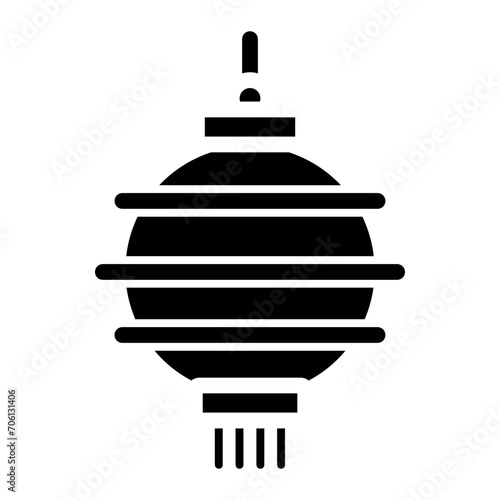 lunar new year on glyph style. Traditional chinese lantern on glyph style