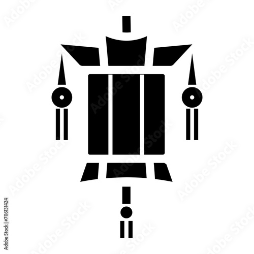 lunar new year on glyph style. Traditional chinese lantern on glyph style