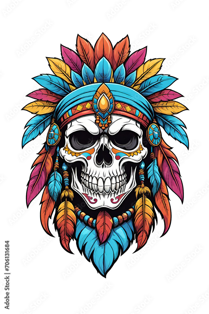 Skull with headdress Illustration for design Skull with headdress Illustration for design