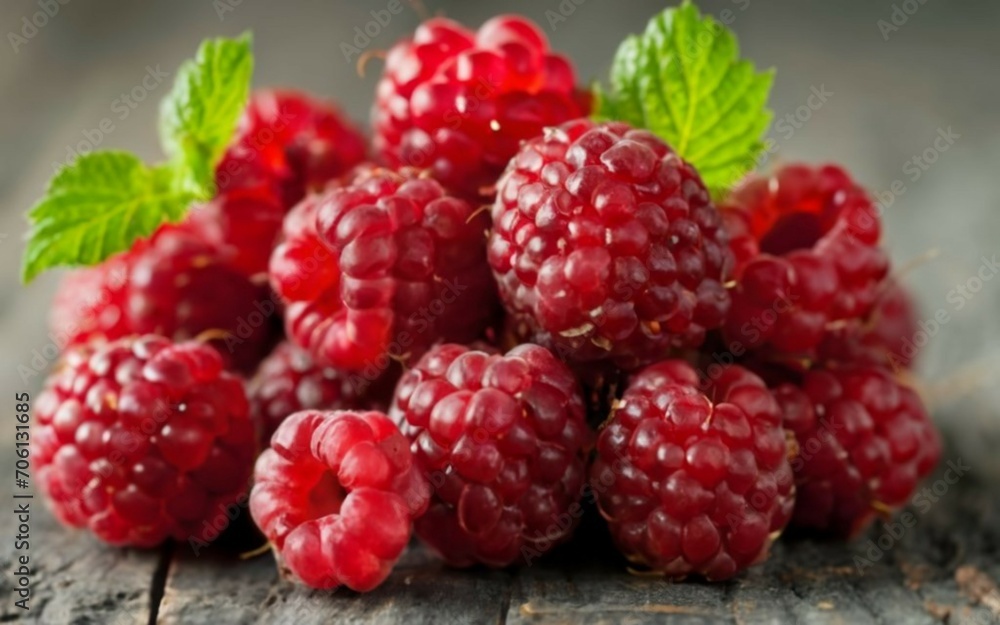 raspberries on plate close up view raspberries on plate close up view