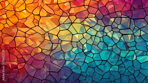 Harmonic convergence of vibrant hues in a mesmerizing Voronoi mosaic, showcasing the beauty of digital abstraction on a 169 stage.
