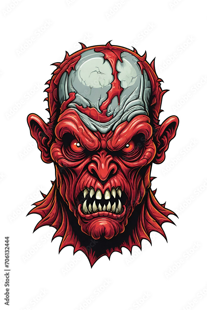 Zombie head on transparent background monster illustration Zombie head on transparent background monster illustration
