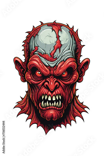 Zombie head on transparent background monster illustration