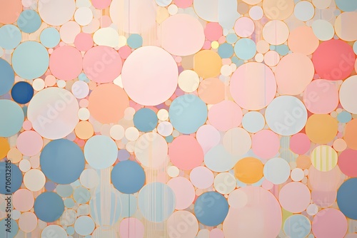 Harmonious arrangement of pastel circles forming an intricate geometric tapestry with a hint of ethereal glow.