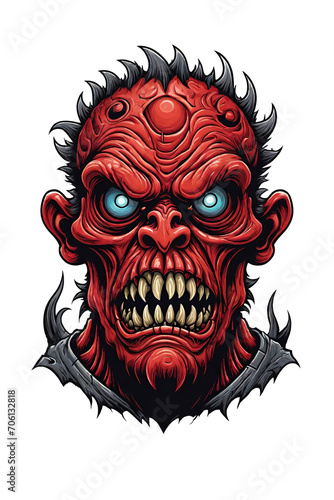 Zombie head on transparent background monster illustration