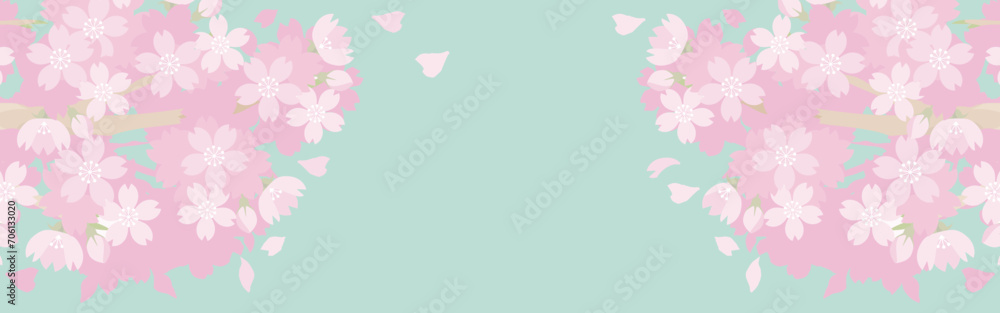 バナー　春　さくら　桜　花　フレーム　背景　コピースペース　イラスト素材