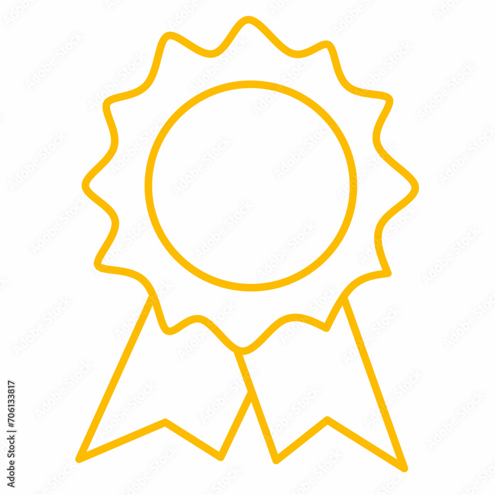 vector icon of badge with ribbon, on white background vector icon of badge with ribbon, on white background