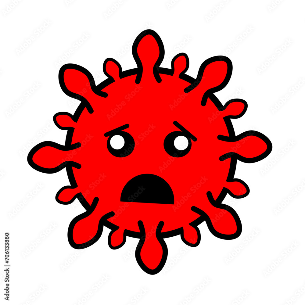 Shocked red Virus Bacteria icon, on white background. Vector Icon Shocked red Virus Bacteria icon, on white background. Vector Icon