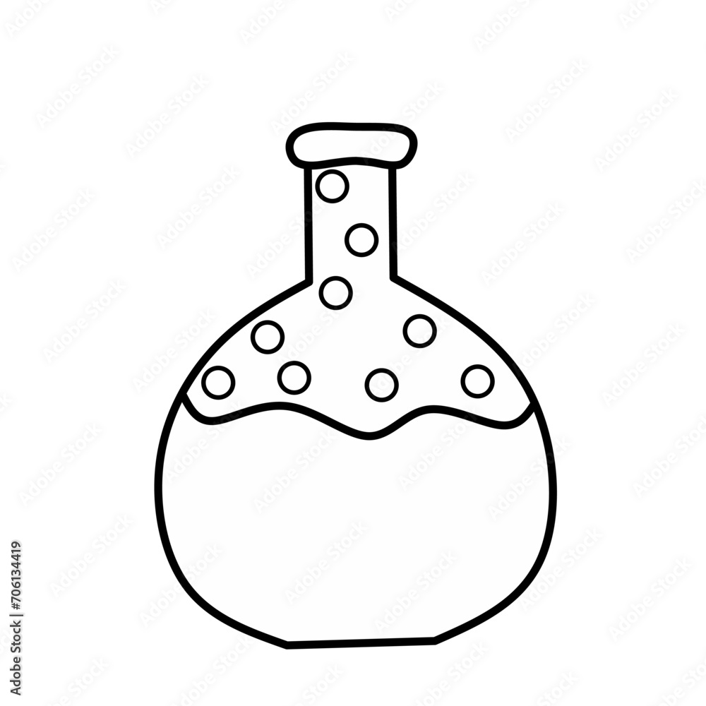 chemical bottle doodle icon, on white background. Suitable for education and education concept. Line symbol vector illustration chemical bottle doodle icon, on white background. Suitable for education and education concept. Line symbol vector illustration