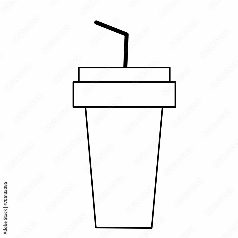 Disposable plastic cup pixel perfect linear icon. Customizable thin line illustration. Mug for cold drinks, soda, juice with dome lid and straw. Drink. On a white background. Editable stroke Disposable plastic cup pixel perfect linear icon. Customizable thin line illustration. Mug for cold drinks, soda, juice with dome lid and straw. Drink. On a white background. Editable stroke