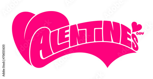 Valentine's day lettering with vintage typography design in deep pink. Retro text style for greeting card, poster, flyer, sticker, t-shirt, pillowcase.