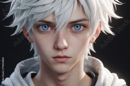 Anime boy white hair