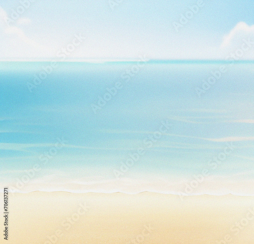 Sand beach, sea and blue sky. Empty summer vacation background. Banner with space for text. Travel, holiday concept