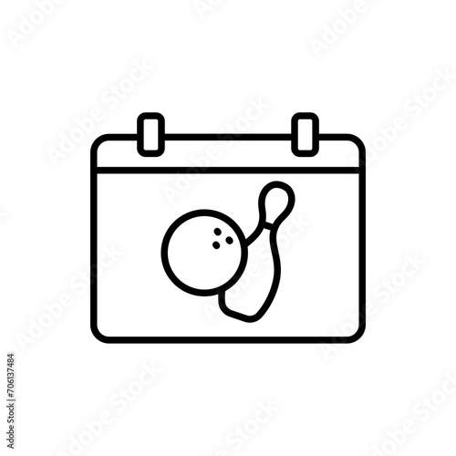 Bowling schedule outline icons, minimalist vector illustration ,simple transparent graphic element .Isolated on white background