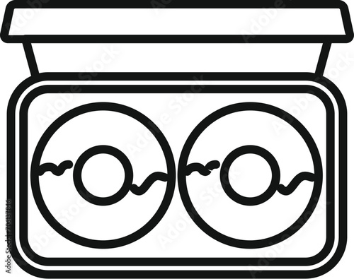 Fast food donut box icon outline vector. Dark snack. Lunch box go