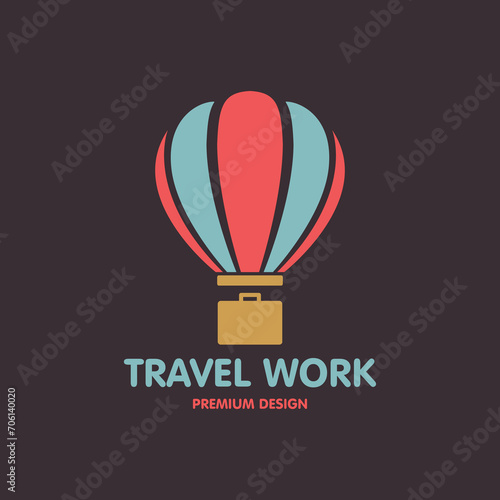 hot air balloon logo  holiday vector icon  minimalist symbol design