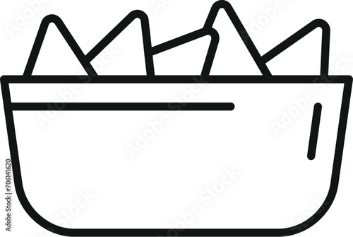 Chips bowl icon outline vector. Fast food snack. Craft patty motion