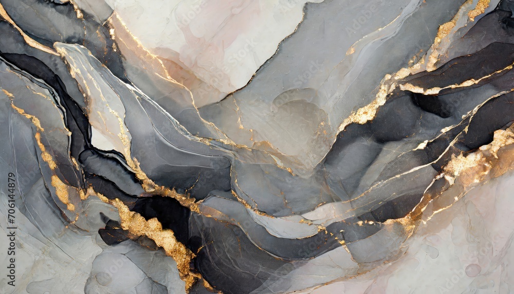 The texture of the gold and black marble rock.