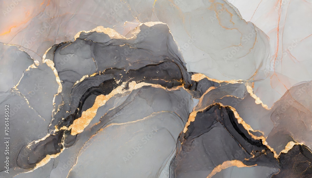 Obraz premium The texture of the gold and black marble rock.