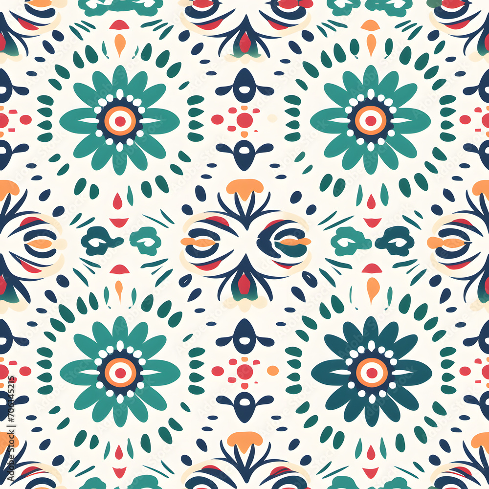 Boho pattern, seamless tile, repeating pattern, tertiary colors, dull