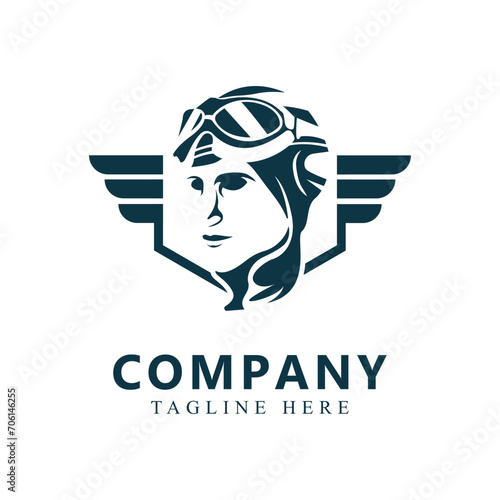 Vintage aviator on logo badge design vector illustration