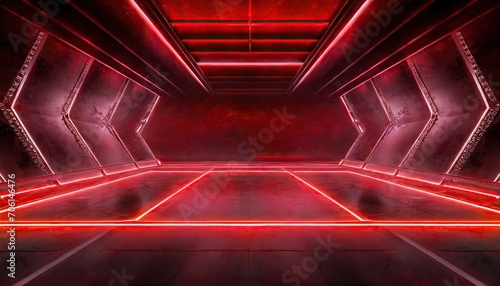 Abstract red technology background with neon light.