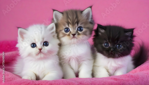 Two Persian kittens on a pink background