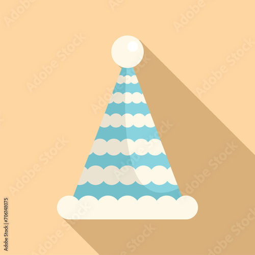 Snow party hat icon flat vector. Cone star object. Funny kid holiday
