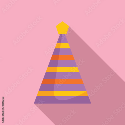 Decoration festive cone icon flat vector. Party hat. Kid funny event