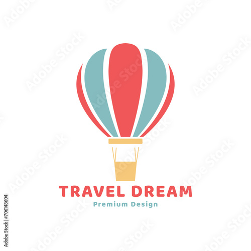 hot air balloon logo  tourism  holiday  vector icon  symbol  minimalist illustration design