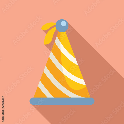 Festive party hat icon flat vector. Revel decoration hat. Child paper cone