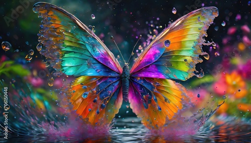 Butterfly on the water splash. © hugo