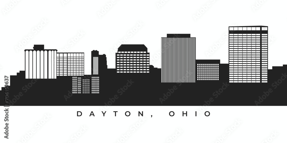 Dayton city skyline silhouette. Ohio cityscape illustration in vector