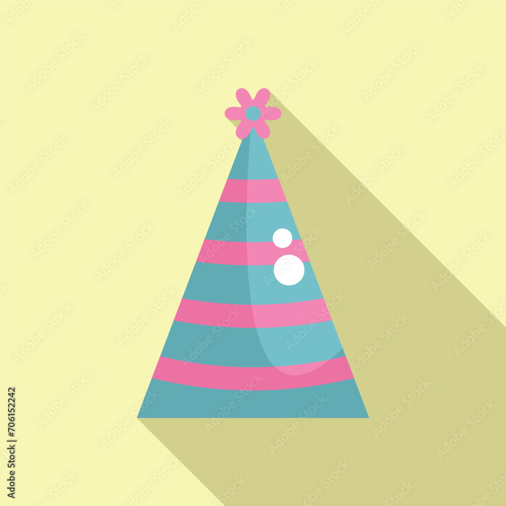 Festive match hat icon flat vector. Party cone cap. Head covering Festive match hat icon flat vector. Party cone cap. Head covering