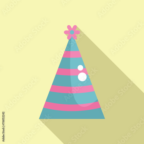 Festive match hat icon flat vector. Party cone cap. Head covering