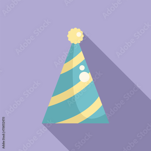 Party child hat icon flat vector. Celebrate anniversary. Amusement festive