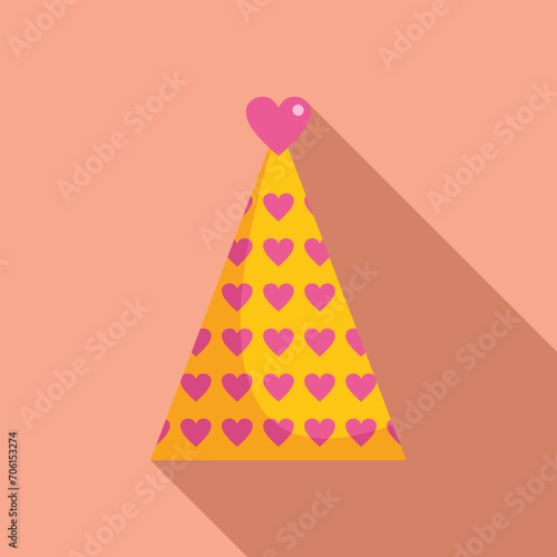 Heart cone fun icon flat vector. Game decoration. Match festive