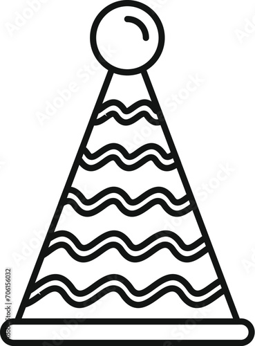 Xmas party hat icon outline vector. Kid funny event. Festive paper © anatolir