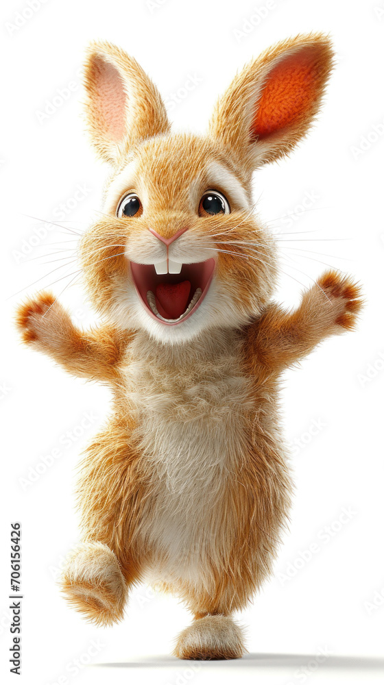 An exuberant animated rabbit with arms wide open, radiating joy and readiness for an adventure, perfect for interactive children's media and educational content. An exuberant animated rabbit with arms wide open, radiating joy and readiness for an adventure, perfect for interactive children's media and educational content.
