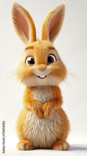 Friendly animated rabbit character standing with hands clasped together, exuding warmth and kindness, suitable for educational and entertaining children's content. © Liana