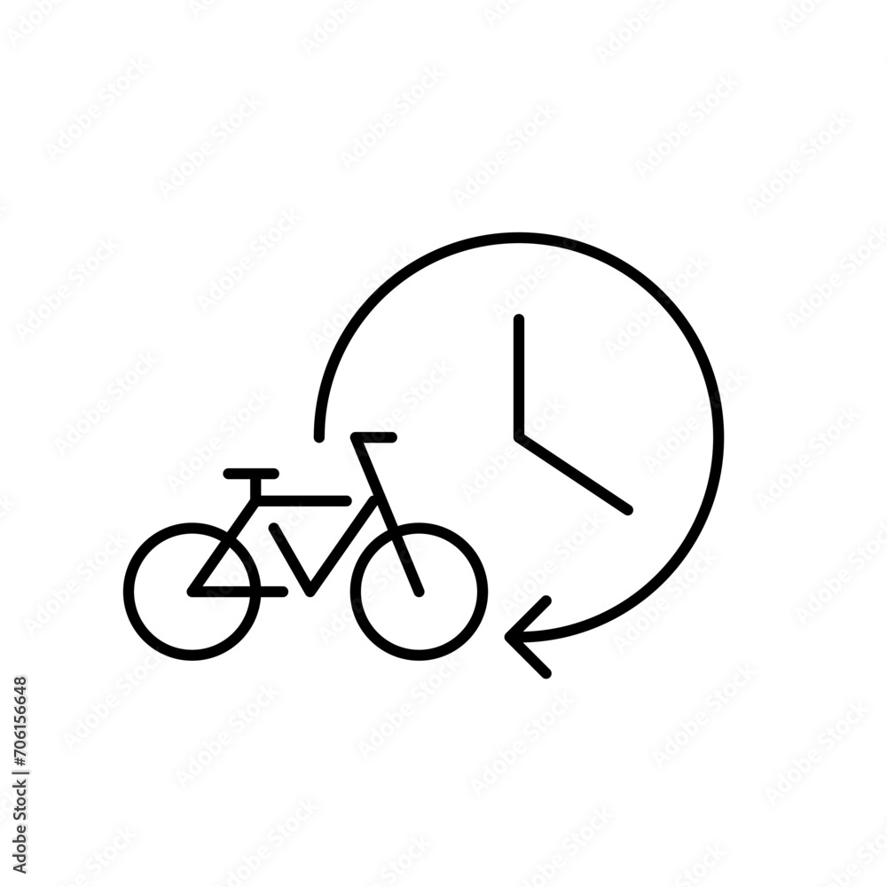Bicycle renting hourly service. Pixel perfect, editable stroke icon Bicycle renting hourly service. Pixel perfect, editable stroke icon
