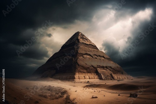pyramid amidst ominous skies breathtaking environment. Generative AI