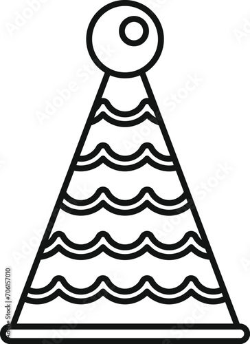 Celebration party hat icon outline vector. Xmas child. Cone star hat