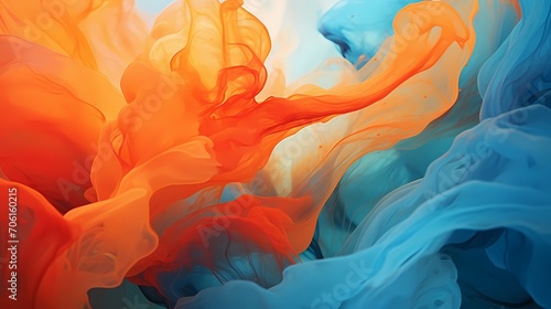 Intense gradients of cerulean blue melting into fiery orange, creating an electrifying dreamscape.