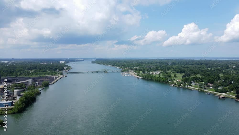 Grosse Ile Parkway Bridge over Detroit River connection to Trenton Michigan, USA Grosse Ile Parkway Bridge over Detroit River connection to Trenton Michigan, USA