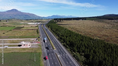 Ecuador highway E35 major route in Canton Mejia Pichincha province drone view photo