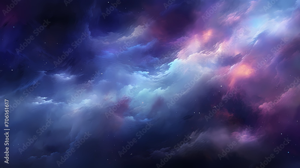 Interstellar clouds of cosmic teal and deep violet swirling, creating a mesmerizing galactic panorama.