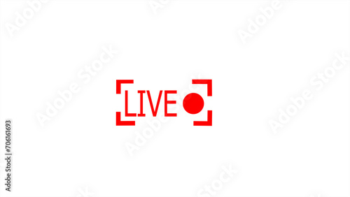 Abstract Live Stream sign. Live button. red symbol, button of live streaming, broadcasting, online stream emblem on the white background. For tv, shows and social media live performances.